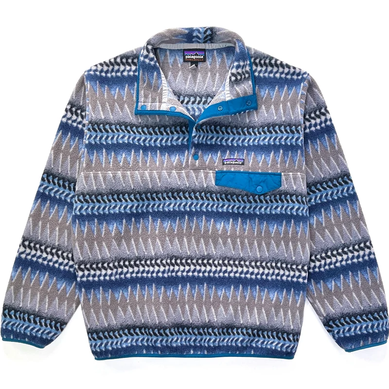 2017 Patagonia Printed Synchilla Snap-T, Laughing Waters: Smolder Blue (M/L)