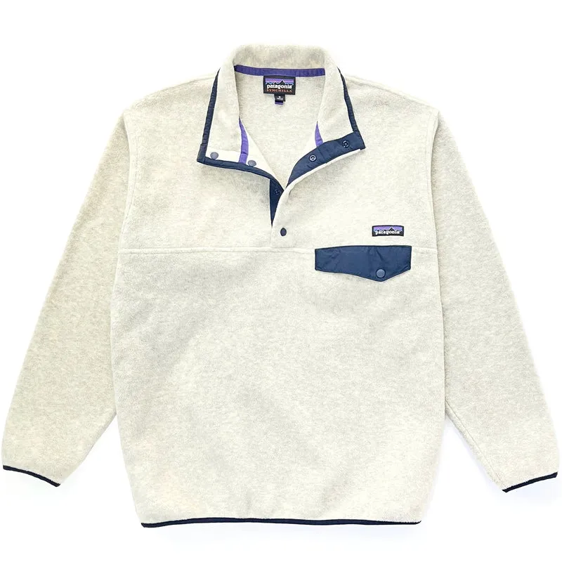 2016 Patagonia Synchilla Snap-T Fleece Pullover, Oatmeal Heather / Navy (M)