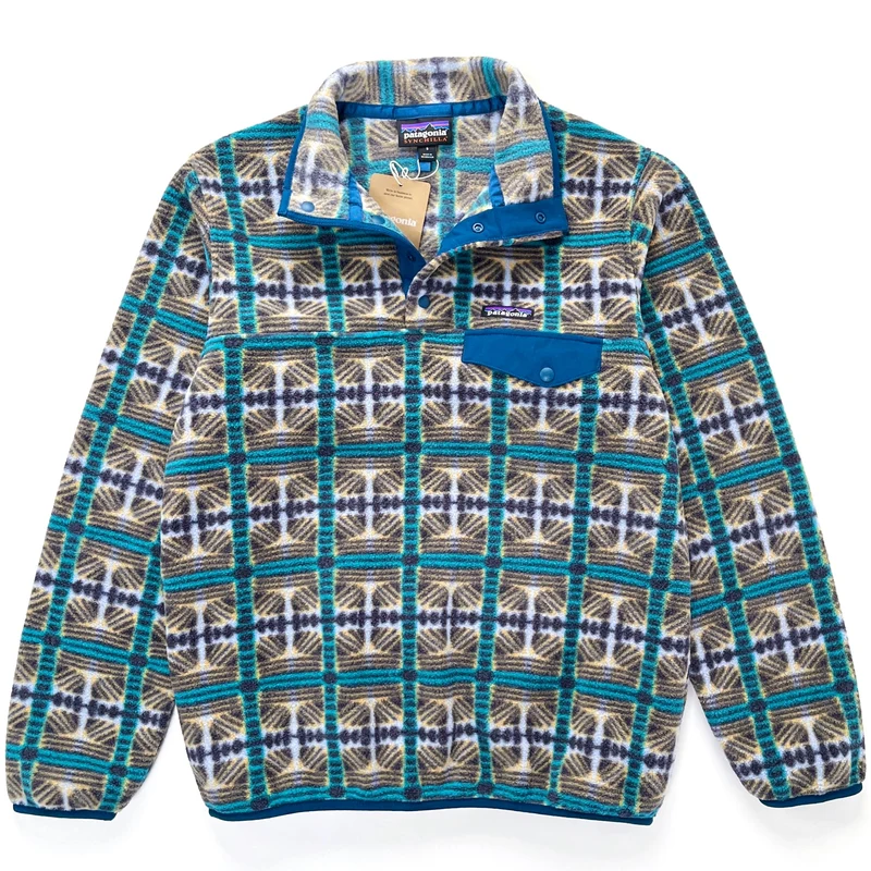 2023 Patagonia Womens Printed Synchilla Snap-T Pullover, Snow Beam: Periwinkle (S)