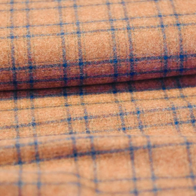 Wollen tweed | Brown Blue Check