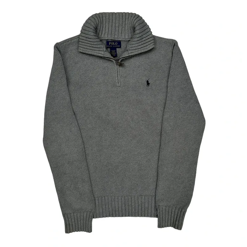 Polo By Ralph Lauren 1/4 Zip - Large Gray Cotton