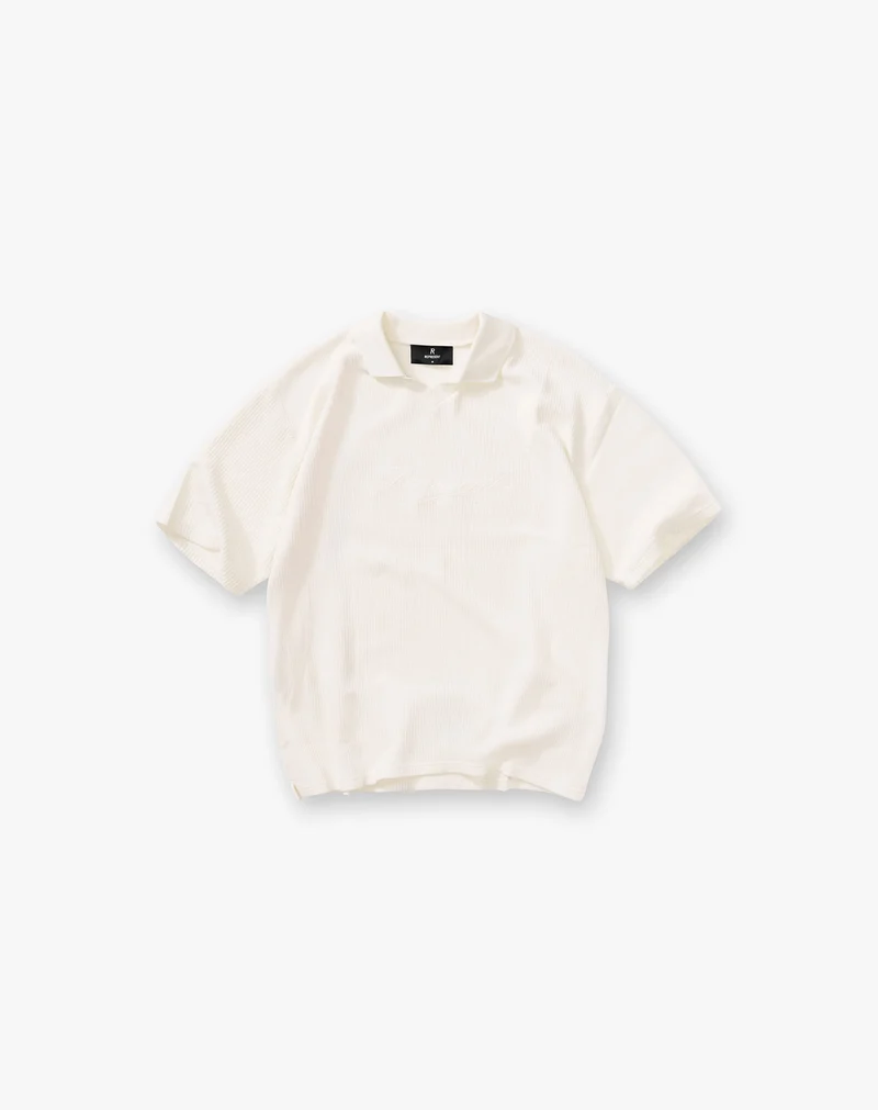 Ribbed Polo - Aged White