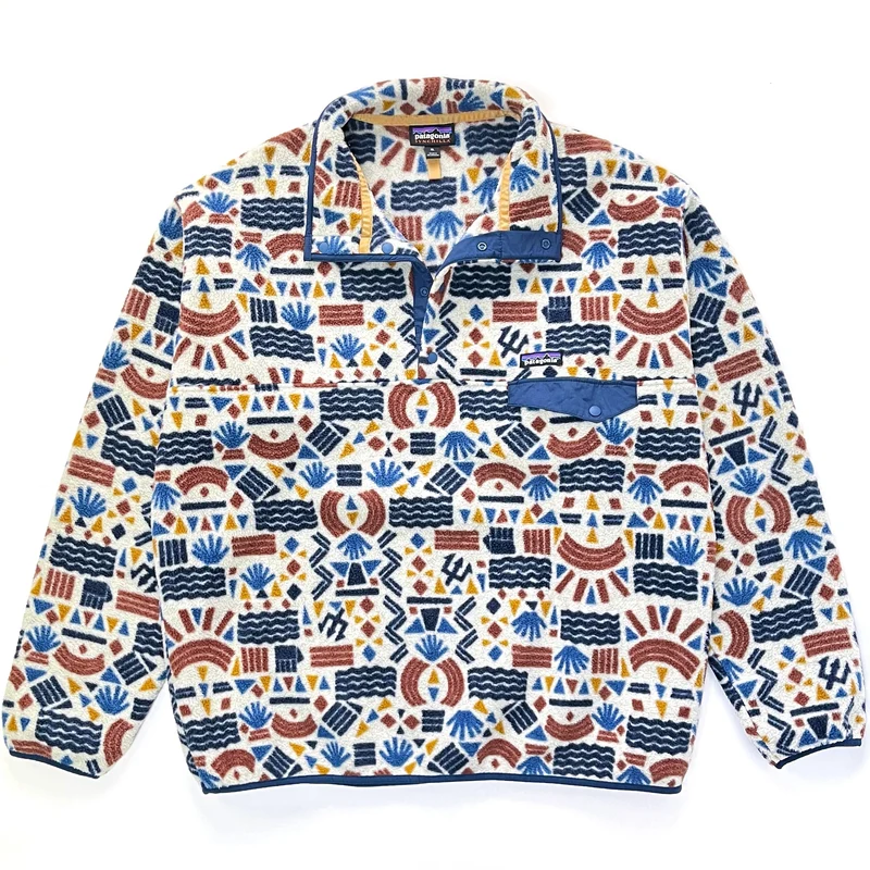 2019 Patagonia Printed Synchilla Snap-T Pullover, Protected Peaks: Multi Big (XL)
