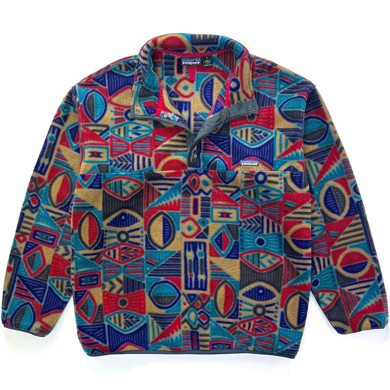 1995 Patagonia Made In The U.S.A. Printed Synchilla Snap-T, Aboriginal (L)
