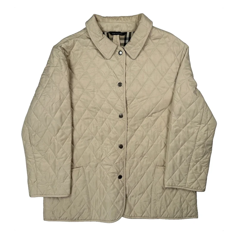Burberry Quilted Jacket - Large Beige Polyester