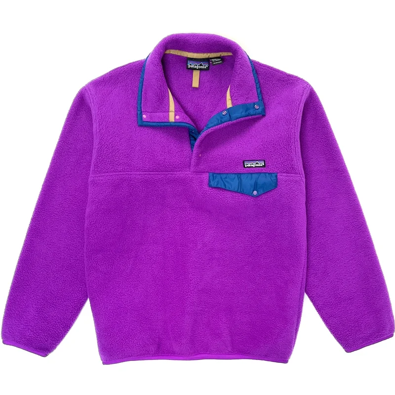 1992 Patagonia Synchilla Snap-T Fleece Pullover, Bright Purple & Cobalt (XS)