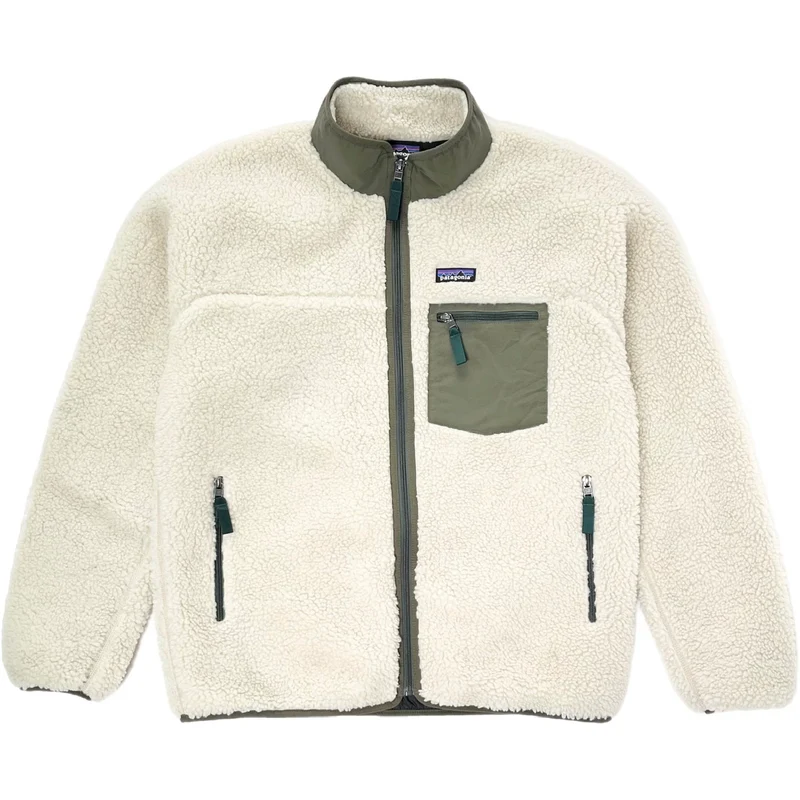 2025 Patagonia Classic Retro-X Fleece Jacket, Natural / Basin Green (L)