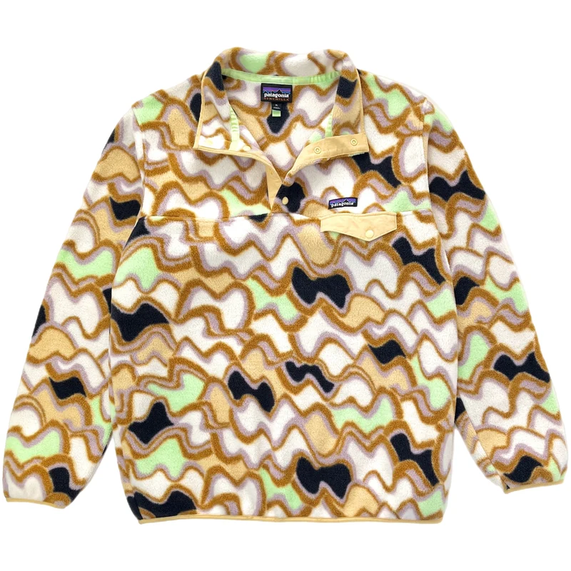 2024 Patagonia Womens Printed Synchilla Snap-T, Small Currents: Natural (XL)