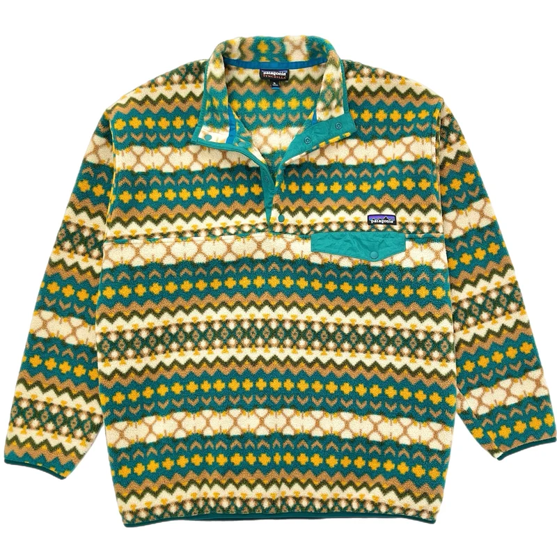2015 Patagonia Printed Synchilla Snap-T Pullover, Cliff: Arbor Green (XL)