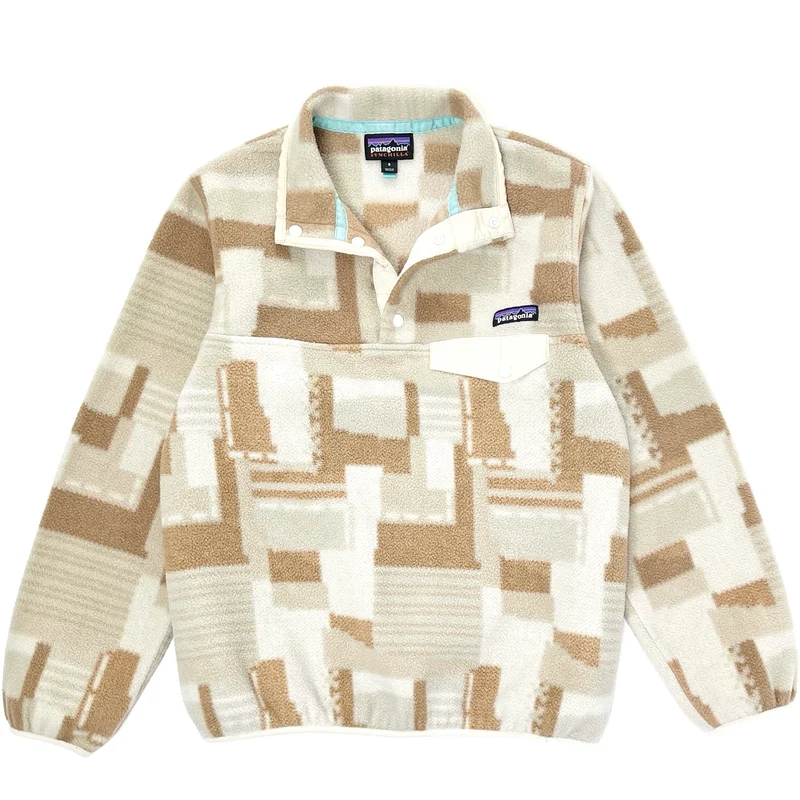 2016 Patagonia Womens Printed Synchilla Snap-T, Birch: White (S)