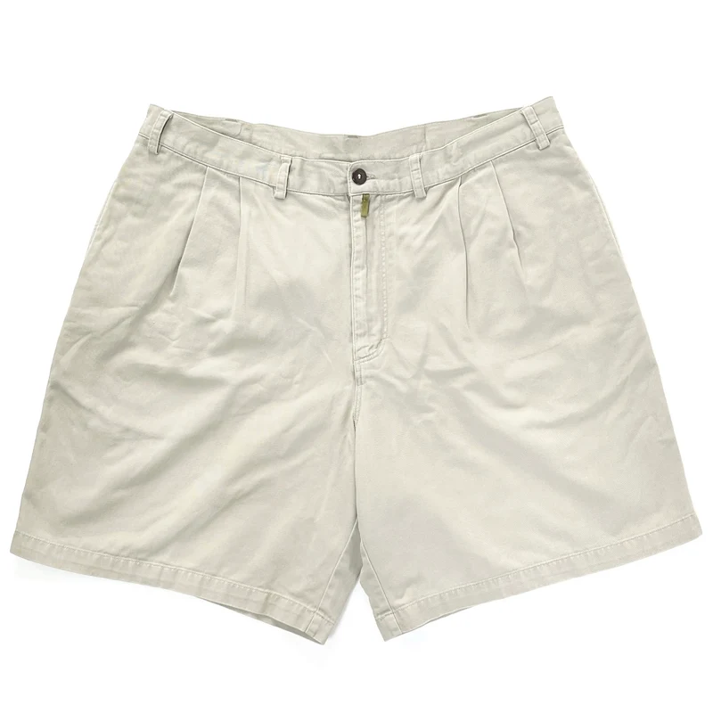 1998 Patagonia Mens 8.5” Pleated Cotton Field Shorts, Light Tan (40)