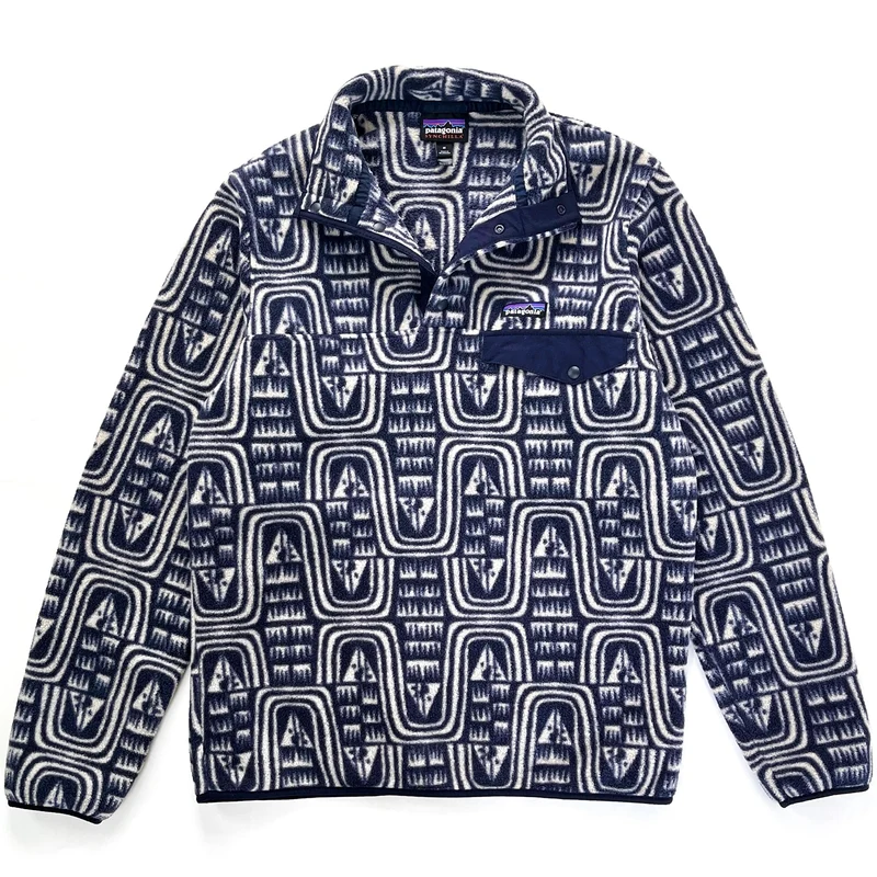 2016 Patagonia Printed Synchilla Snap-T Pullover, Flow: Sunken Blue (M)