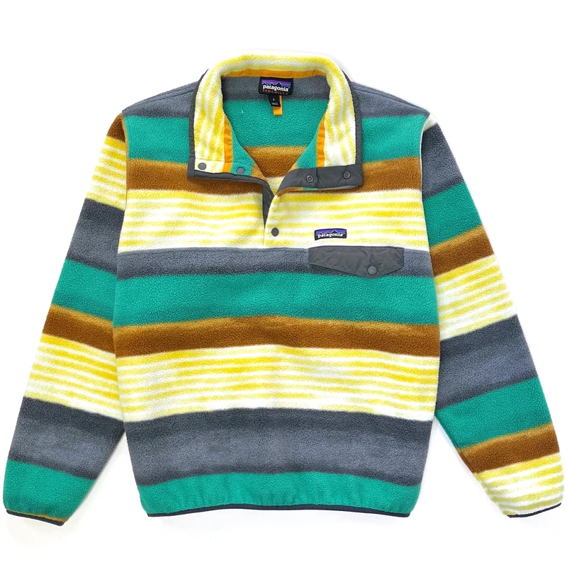 2016 Patagonia Printed Synchilla Snap-T, Painted Fitz Stripe: Forge Grey (S)