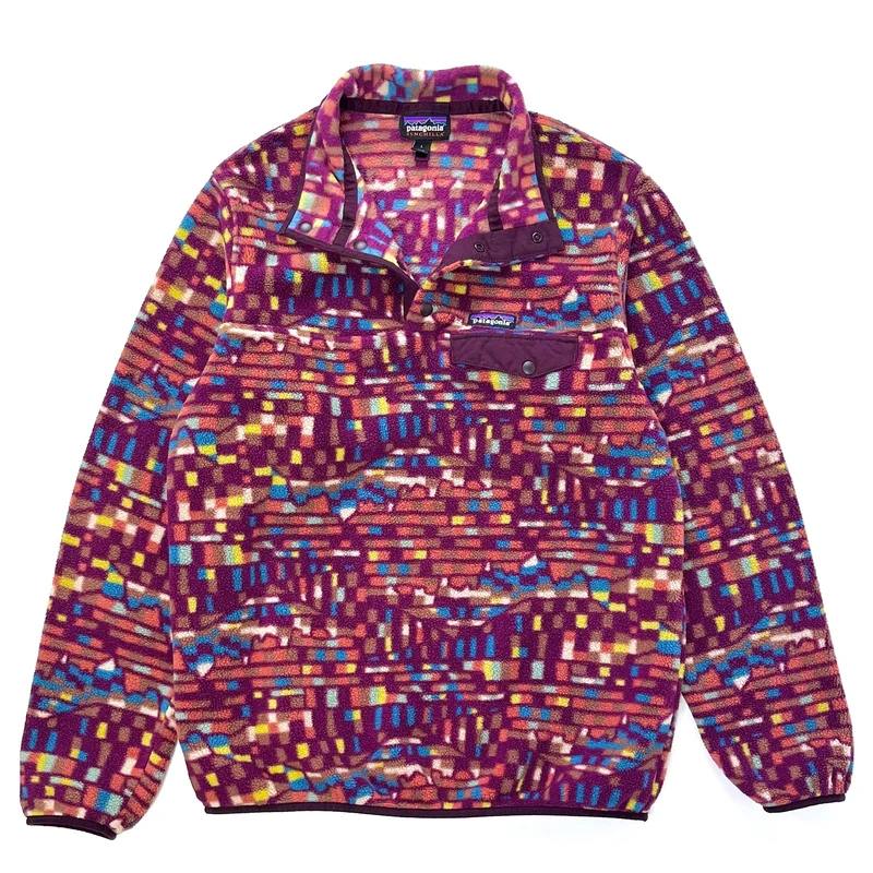 2023 Patagonia Womens Printed Synchilla Snap-T, Fitz Roy Patchwork: Plum (L)