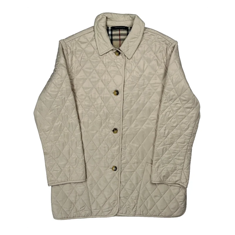 Burberry Quilted Jacket - Large Beige Polyester
