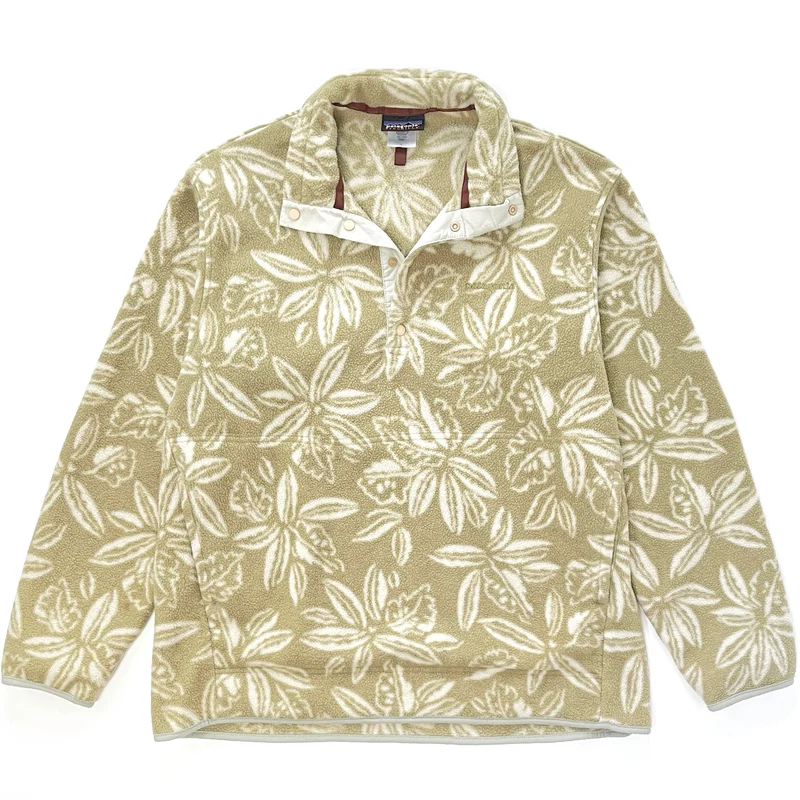 2005 Patagonia Printed Synchilla Marsupial Snap-T Pullover, Tropical: Light Olive (L)