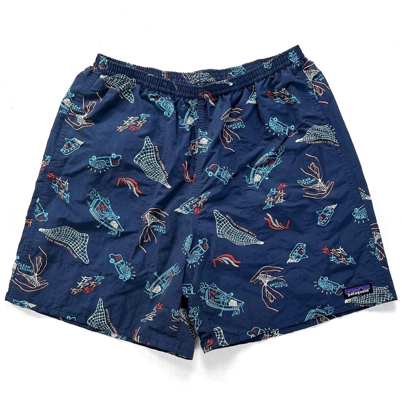 2022 Patagonia Mens 7” Printed Baggies Shorts, Clean Currents: Tidepool (L)