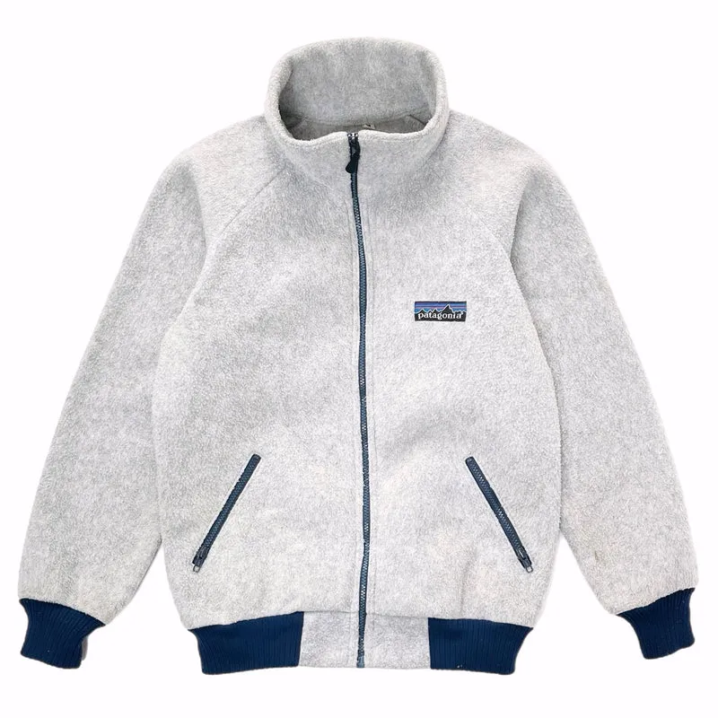 1980 Patagonia “Big Label” Bunting Full-Zip Fleece Jacket, Grey / Navy (S/M)