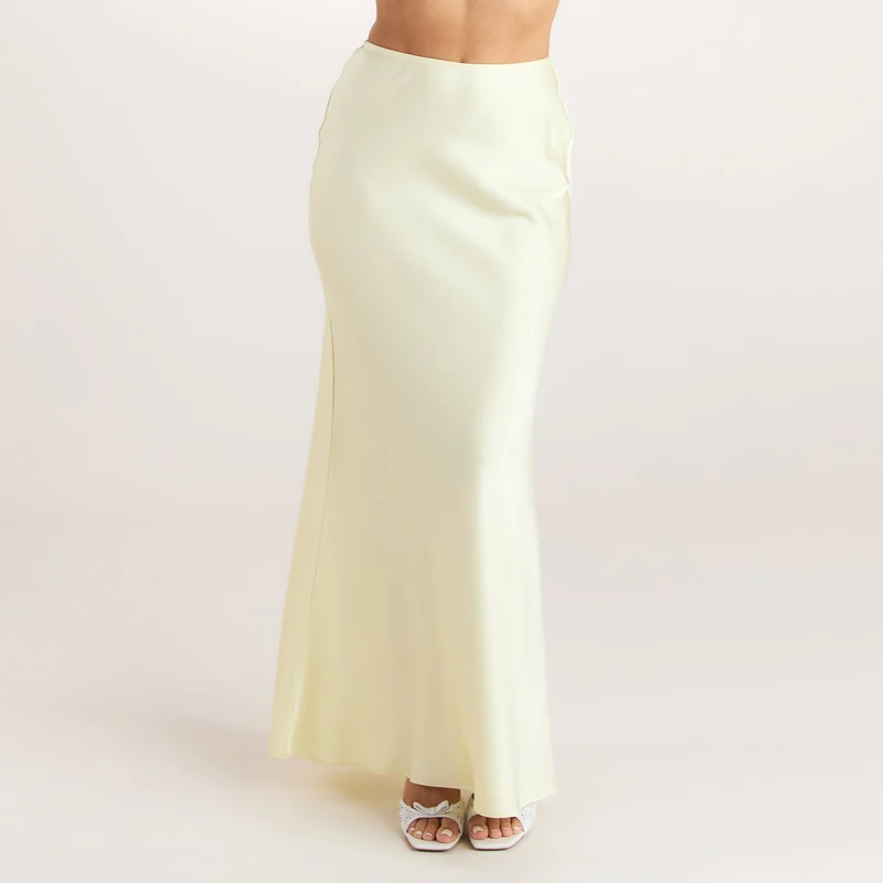 Satin Fitted Maxi-rok - Citroen