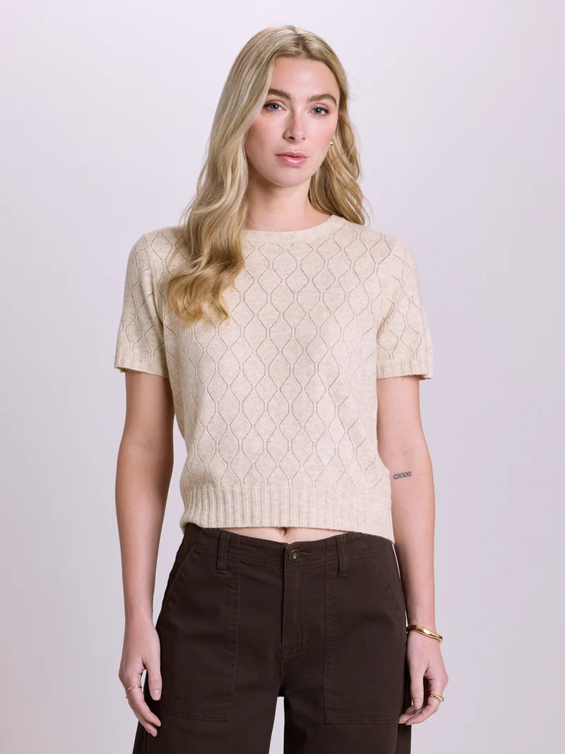 Newport Pointelle Short Sleeve Sweater