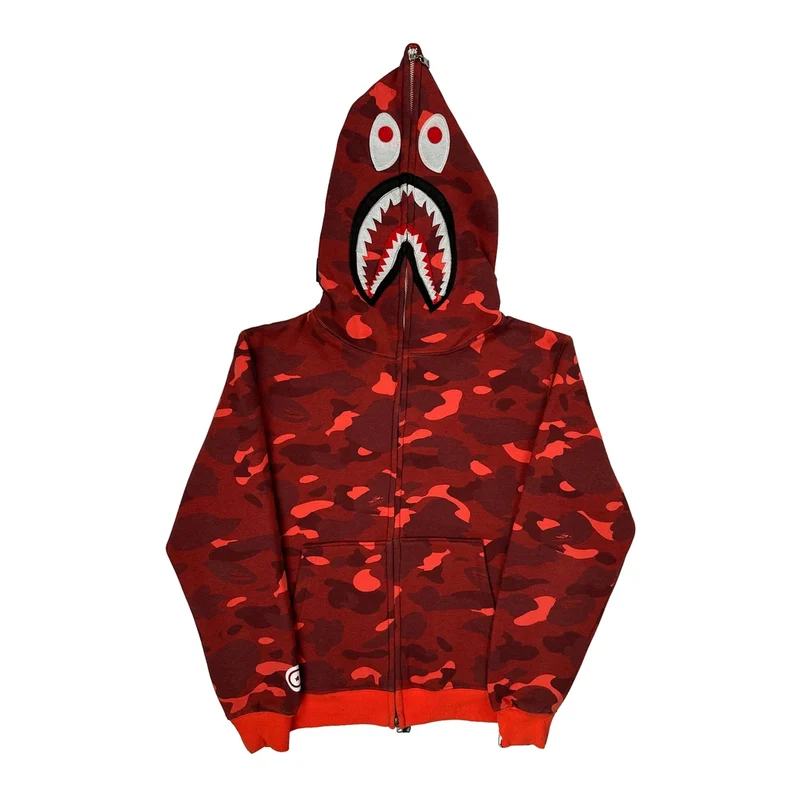 A Bathing Ape Camo Hoodie - Small Red Cotton