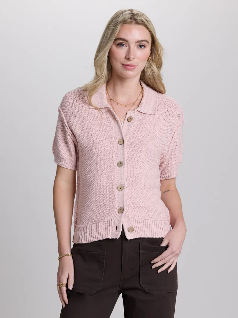 Kenzley Short-Sleeve Collared Sweater