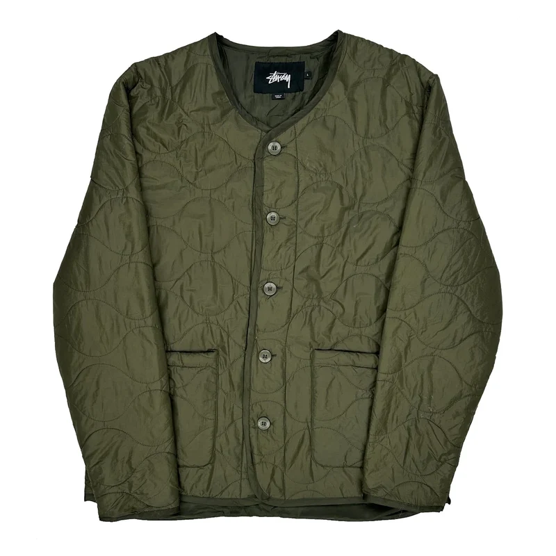 Stussy Quilted Liner Jacket - Large Green Polyester