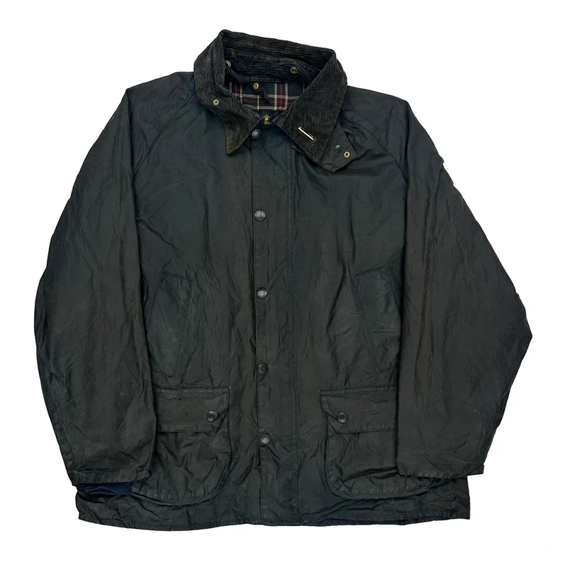 Bedale Barbour Checked Wax Jacket - 2XL Black Cotton
