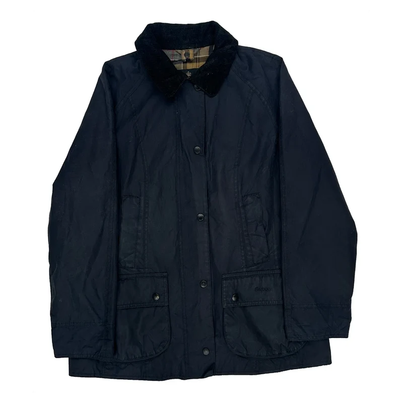 Barbour Checked Jacket - Small Navy Cotton