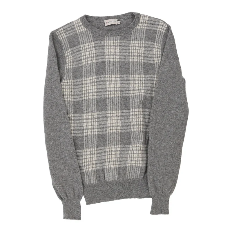 Moncler Checked Jumper - Small Grey Wool