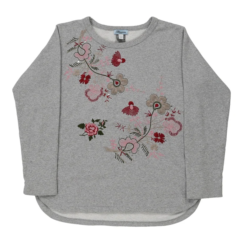 Blumarine Embroidered Sweatshirt - XL Grey Cotton Blend