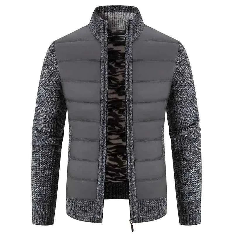 Fleecevest voor heren - Warme gebreide trui met patchwork-look