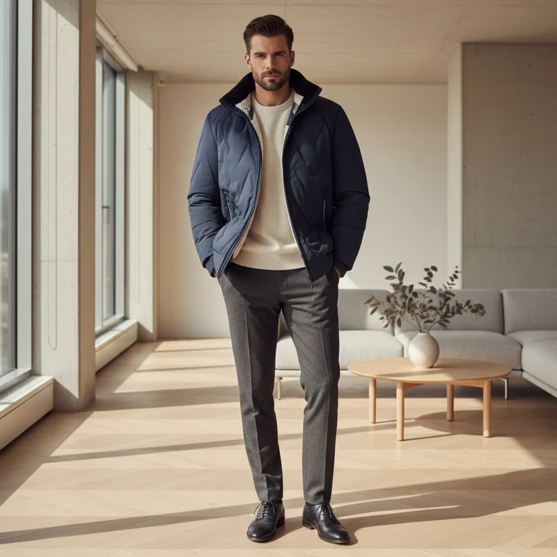Winterfleece jassen voor heren - Dikke, winddichte, korte wollen parka, warme bomberjas voor de herfst en winter.