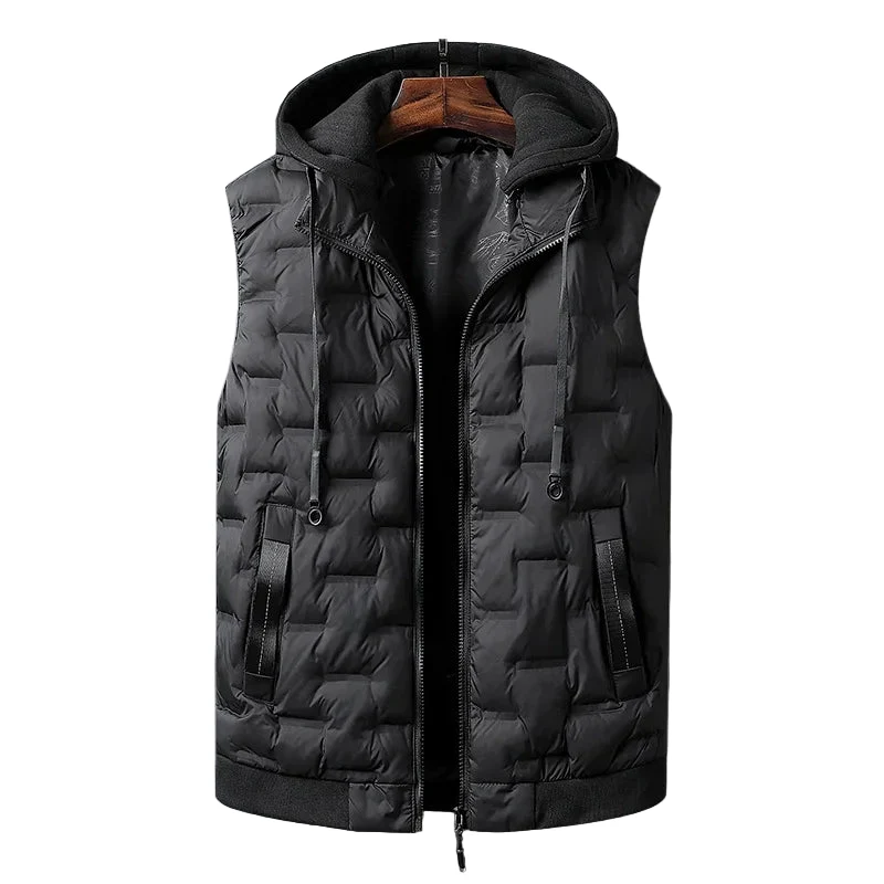 Herenvest met capuchon en afneembare capuchon - Winddicht, warm, mouwloos wintervest, verkrijgbaar in grote maten tot en met maat 8XL