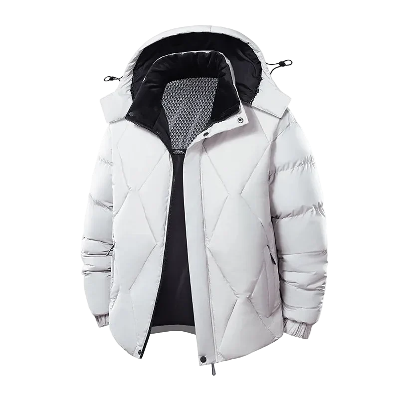 Winterjas voor heren, winddicht, casual, modieus, gewatteerd, met capuchon, outdoor parka met afneembare capuchon.