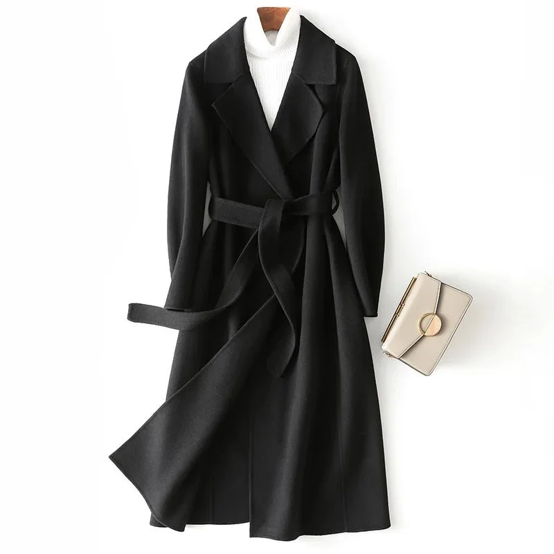Herfstjas van kasjmier - Elegante wollen veste met ceintuur voor dames
