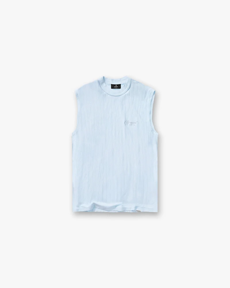 Slub Script Tank - Ice Blue