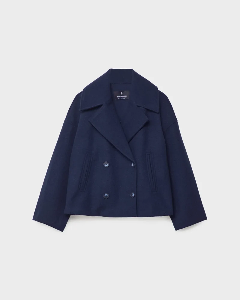 Mirella – Wool Blend Double-Breasted Short Coat for Women