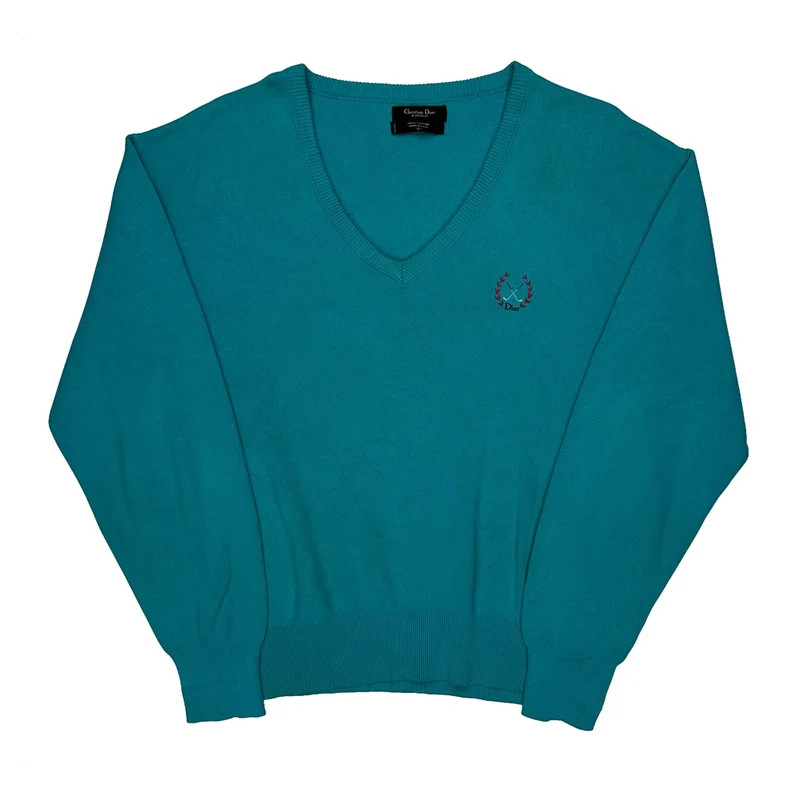 Christian Dior Jumper - Large Blue Cotton