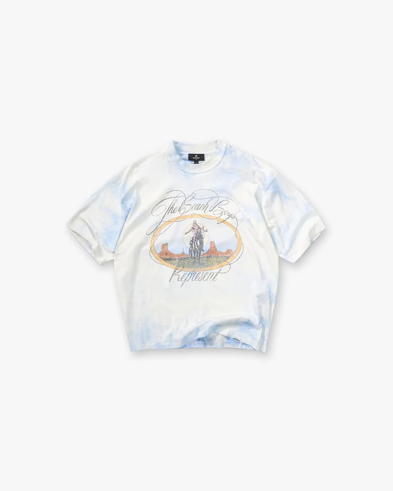 Represent x Beach Boys Script T-Shirt - Blue Tie Dye