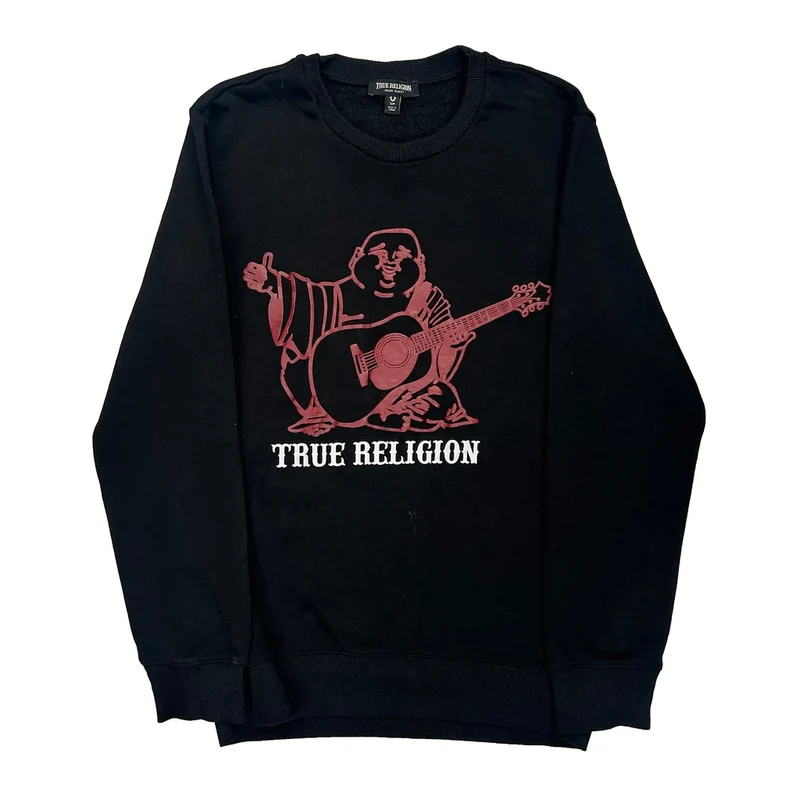 True Religion Graphic Sweatshirt - Small Black Cotton