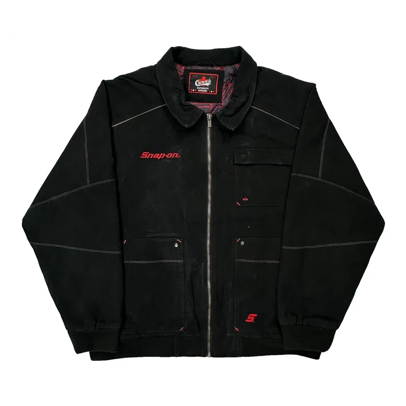 American Flag Patch Choko Snap On Jacket - XL Black Cotton