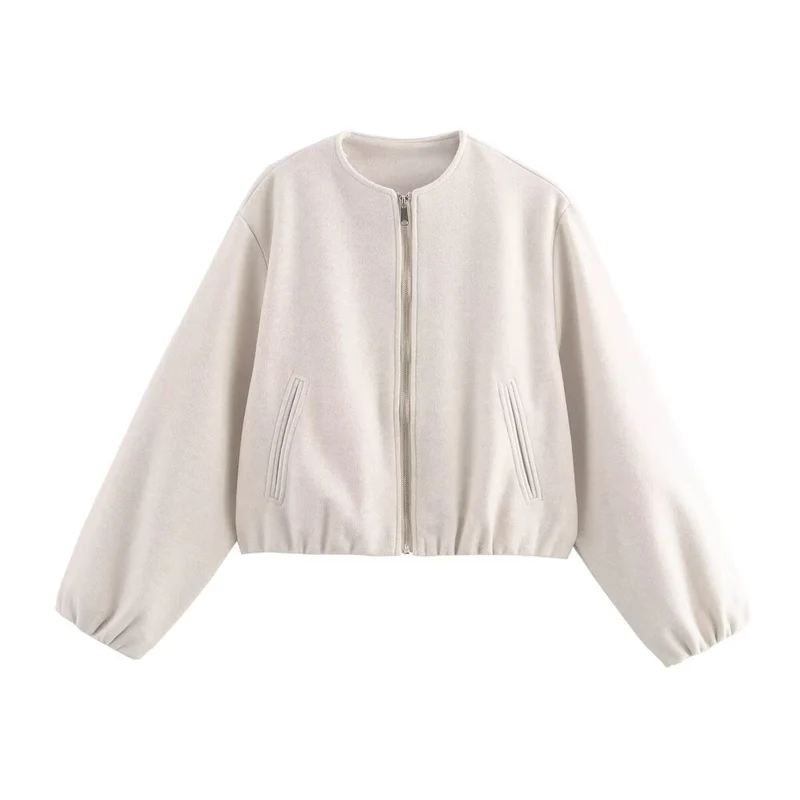 Valenciann - Womens Bomber Jacket With High Collar And Side Pockets