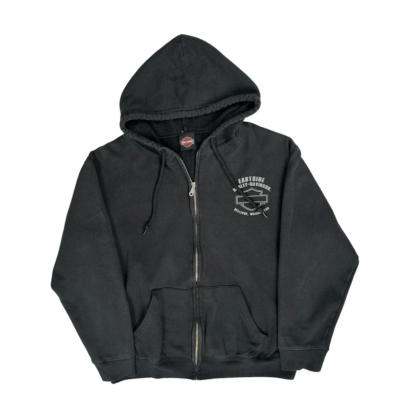 Motorcycles Harley Davidson Graphic Hoodie - Large Black Cotton Blend
