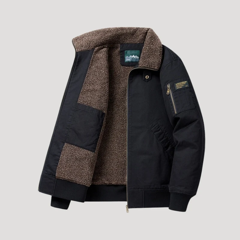 Corvein – Men’s Fleece Bomber Jacket with Zip