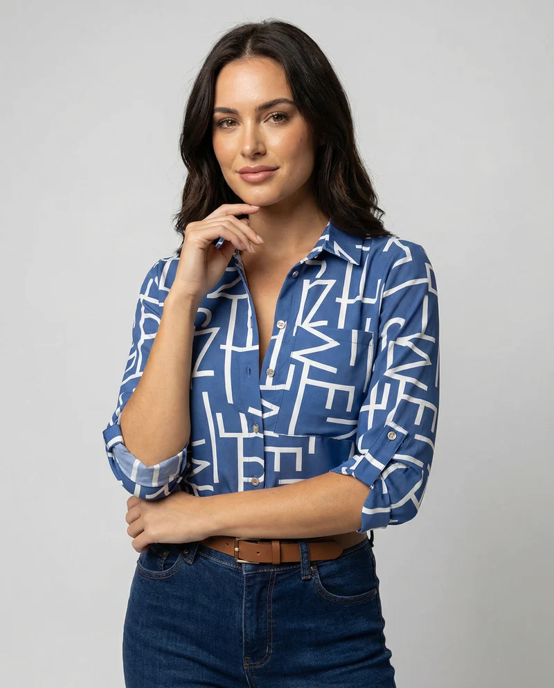 Maribel - Womens Blouse With Turn Down Collar