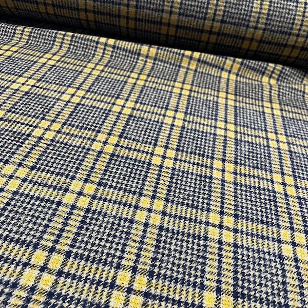 Wollen tweed | Indigo yellow check