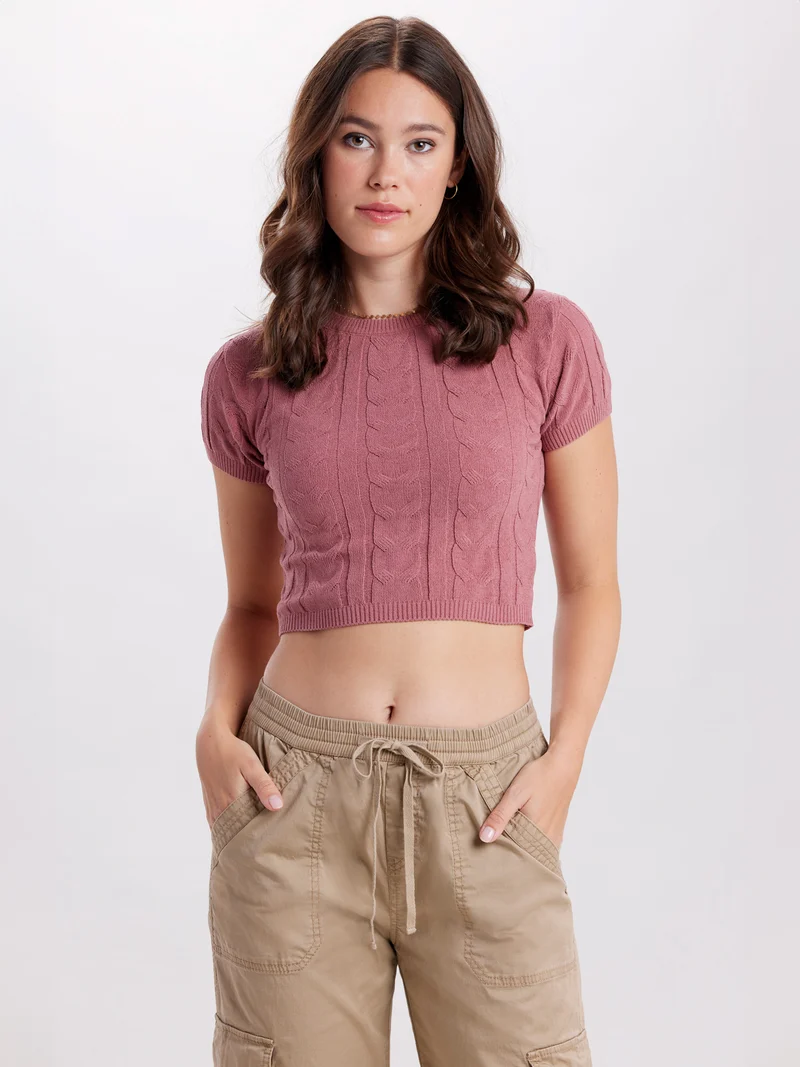 Connie Cropped Short Sleeve Sweater