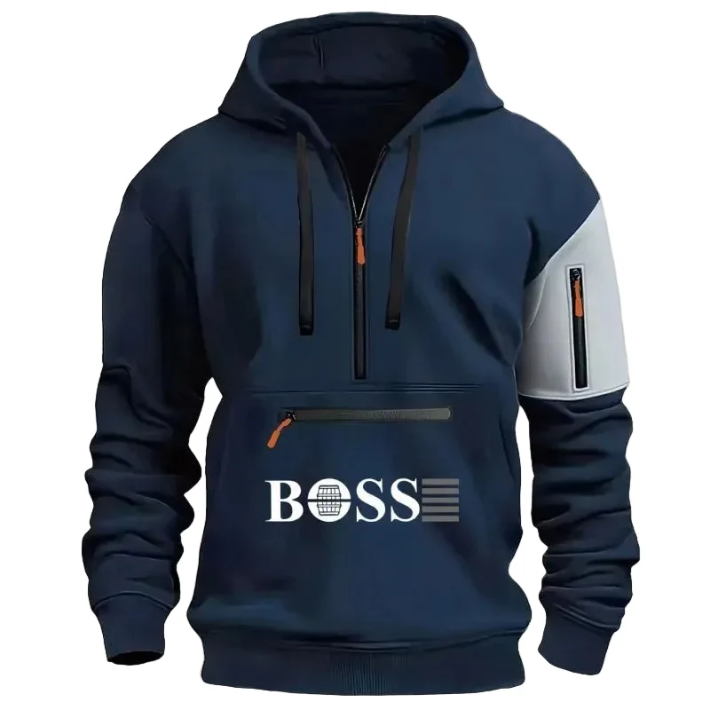 Heren wintersport hoodie met custom logo - Sweatshirt met rits