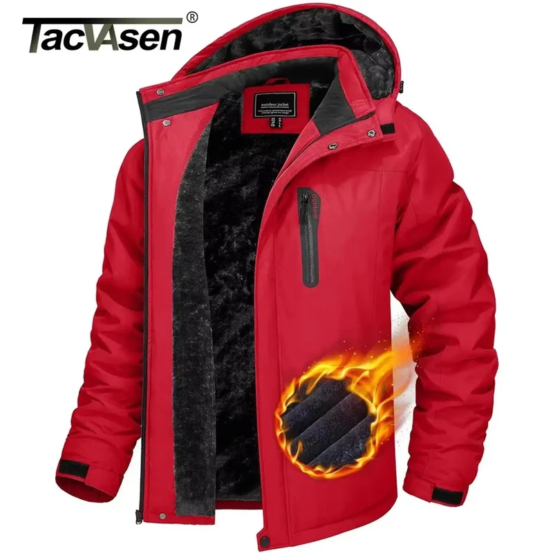 TACVASEN Winter Fleece Jas Heren Waterdicht Wandelen Skiën Outdoor Bergtrekking Windbreaker Parka